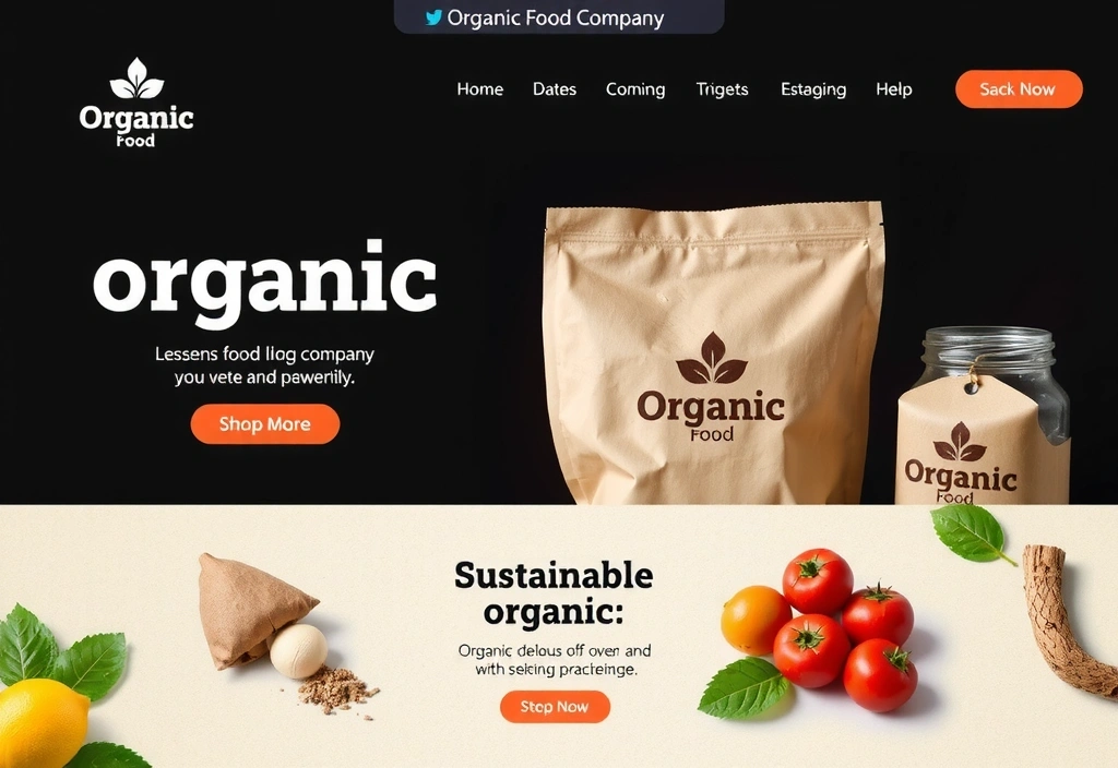 Branding project for an organic food company, featuring an earthy logo and packaging design.
