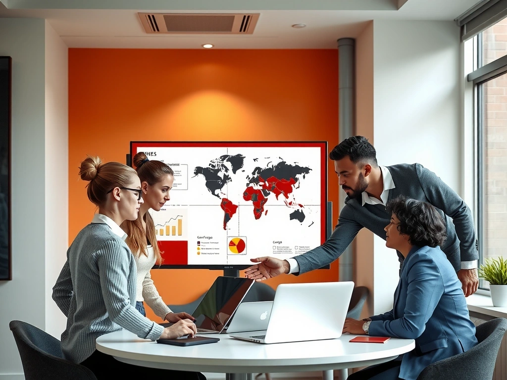 Team collaborating on a digital project