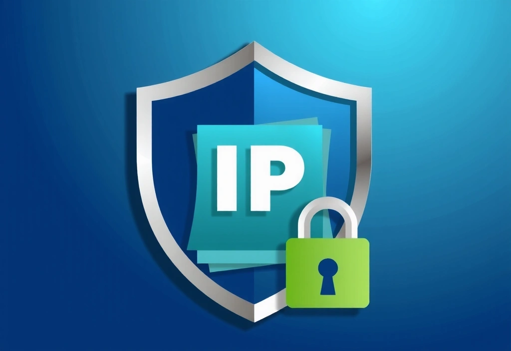 Illustration of intellectual property protection with shield and document icons