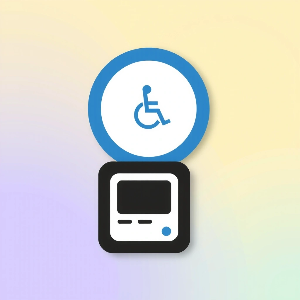 Icon depicting accessibility features like a universal access symbol and a screen reader icon